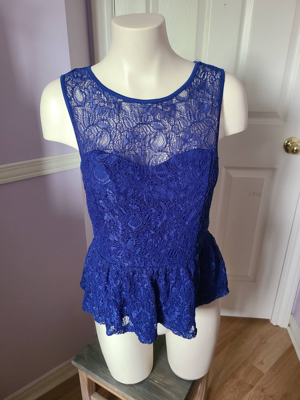 Women's Lace Peplum Top in Royal Blue